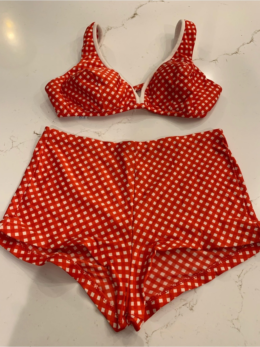 Vintage 1950’s Swimsuit Pinup Red & White Polka Dot Size Medium 2 Piece USA